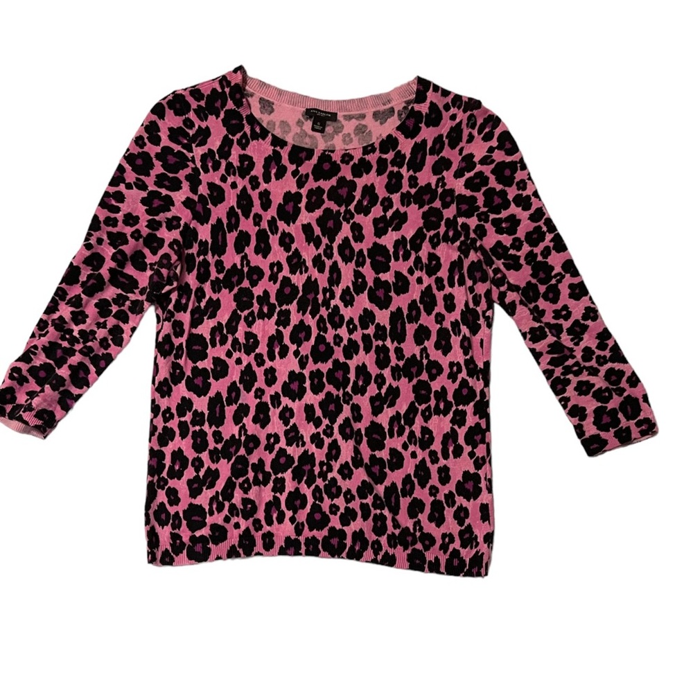 Ann Taylor leopard print pink blouse